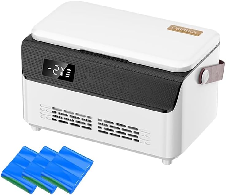Insuline koelbox, mini-medicijnenkoelkast, draagbare medicijnenkoelkast, intelligente temperatuurcontrole, lcd-scherm, thuis, medische koeltas voor auto, reizen, met 3 batterijen