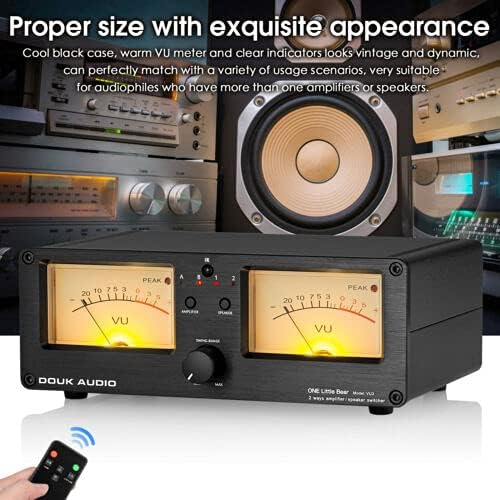 Dual Analoge VU Meter Audio Switcher 2 Way Amp/Speaker Audio Switcher Box Amp Selector DB Paneel Display