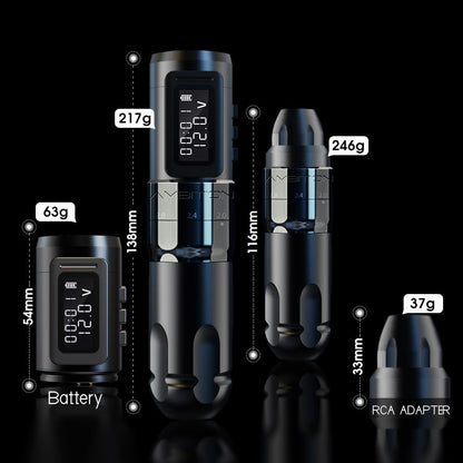 Ambition Mars-U Tattoo Kit Draadloze Tattoo Pen met Dubbele 1800mAh Batterijen, Verstelbare Slag en 20 Glory Naaldpatronen in Gemengde Maten voor Professionals en Beginners