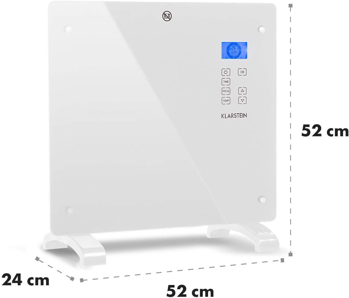 Elektrische verwarming – Convectorverwarming – Convector – Elektrische radiator – Mobiele verwarming – 1000 W – Instelbare thermostaat met weektimer
