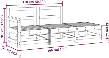 3-delige loungeset van grenenhout, geïmpregneerd tuinmeubelset, outdoor balkonset, terrasmeubels, tuinlounge, zitgroep voor terras, balkon, tuin -B - QUORE
