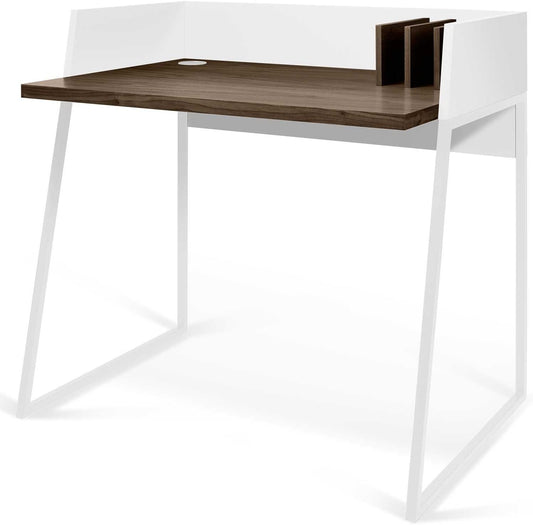 TEMAHOME Volga bureau hout walnoot en wit, 90 x 60 x 88 cm
