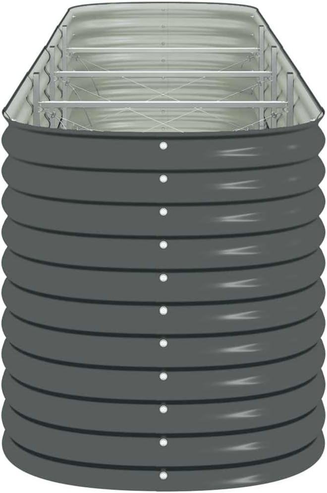 vidaXL Planter 400x80x81cm Galvanized Steel Silver Garden Container Flower Box - QUORE