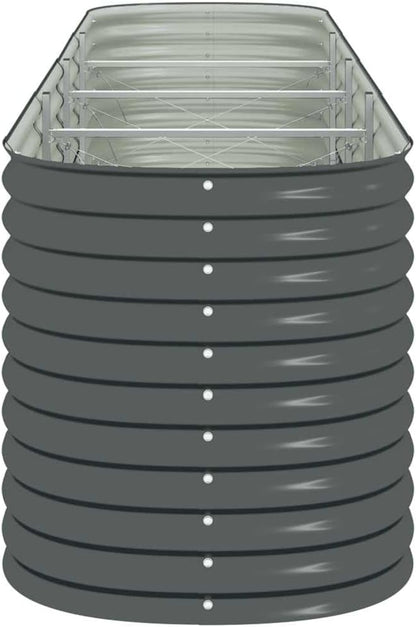 vidaXL Planter 400x80x81cm Galvanized Steel Silver Garden Container Flower Box - QUORE