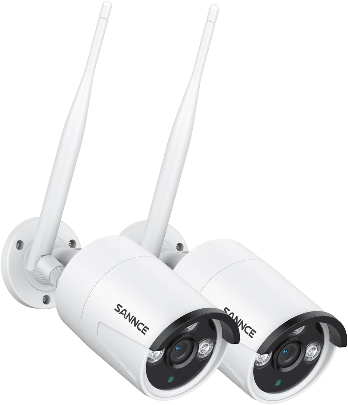 SANNCE AI Human Detection Wifi-bewakingscamera, 5 MP, 2 stuks, met audio-opname, IP66 waterdicht, ondersteunt Amazon Alexa
