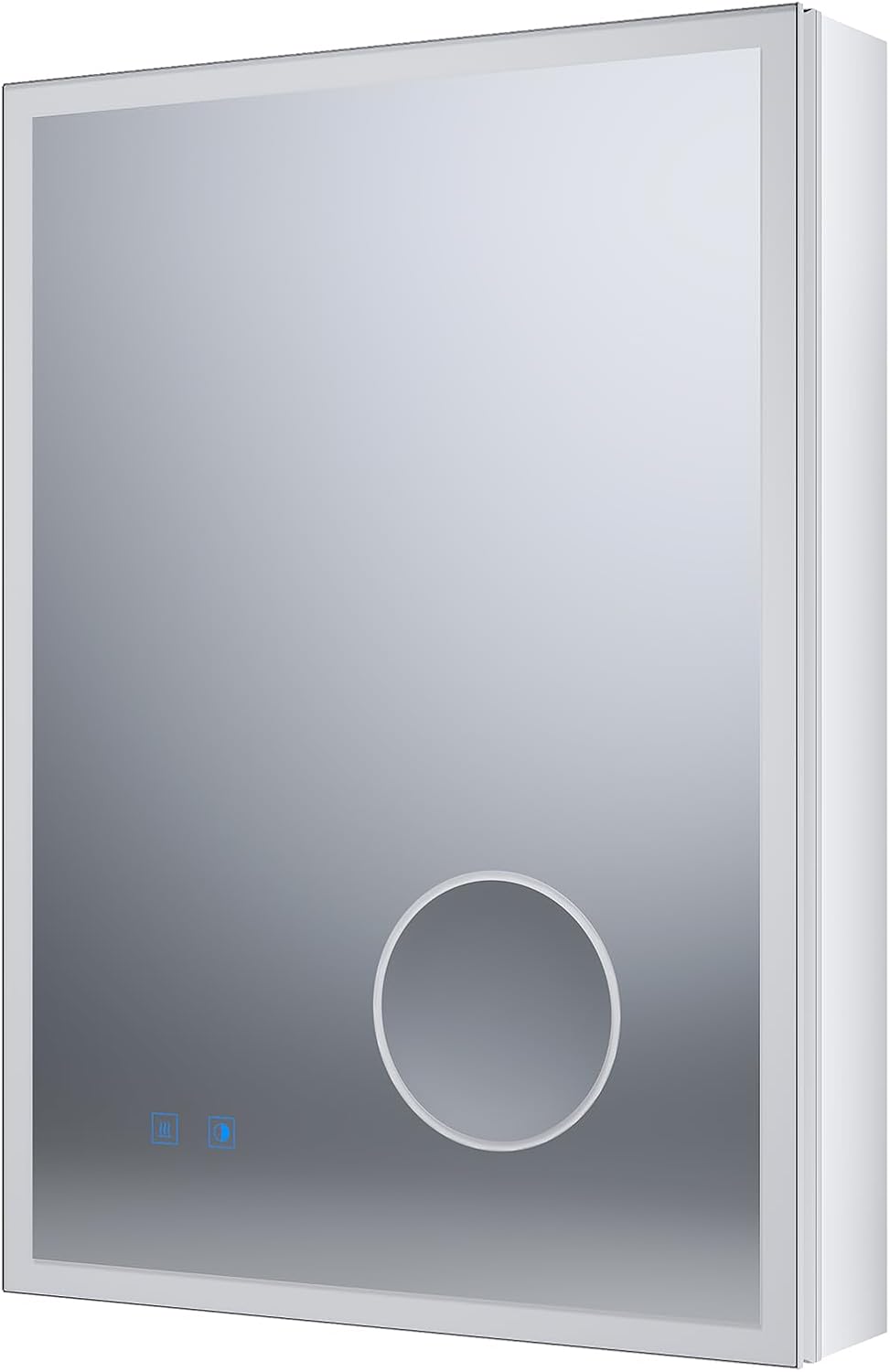 SONNI Led-spiegelkast voor badkamer, met 3-voudige vergrotingsspiegel en stopcontact, 70 x 50 cm, aluminium spiegelkast met touch-schakelaar, 3 lichtkleuren + deogging, IP44 waterdicht
