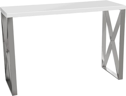 DRW Ingangstafel van MDF en metaal in wit en grijs 120 x 40 x 80 cm