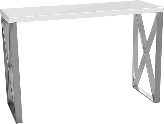 DRW Ingangstafel van MDF en metaal in wit en grijs 120 x 40 x 80 cm