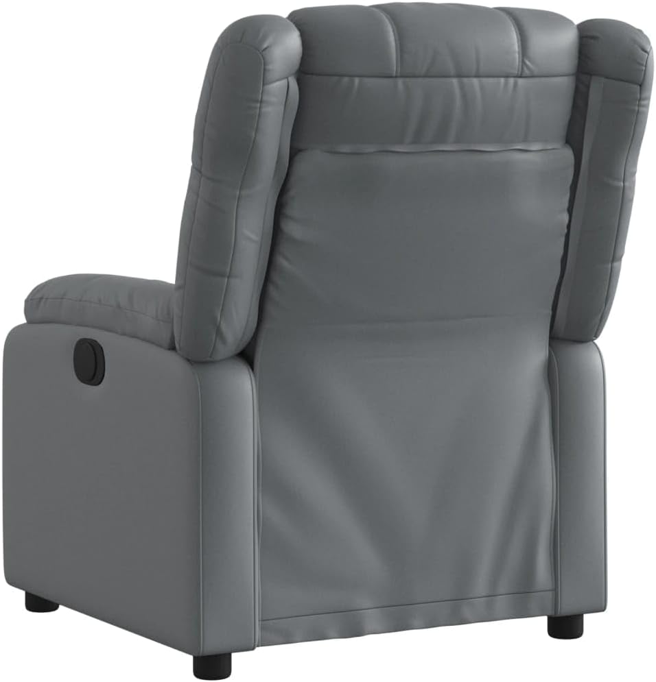 Verstelbare Fauteuil – Relaxstoel – Ligstoel – Fauteuil – Tv Stoel – Kunstleer – Grijs – Verstelbare Rugleuning – Zijvak