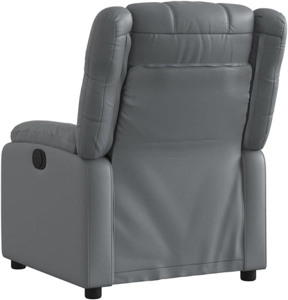 Verstelbare Fauteuil – Relaxstoel – Ligstoel – Fauteuil – Tv Stoel – Kunstleer – Grijs – Verstelbare Rugleuning – Zijvak