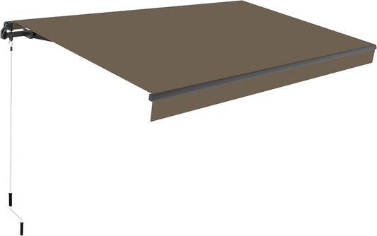 SmartSun Dark zonnezeil voor buiten, handmatig, 3 x 2 m, voor terras, balkon of tuin, intrekbaar frame antraciet, robuust aluminium, polyester canvas, oprolbaar, zwengel inbegrepen, taupe
