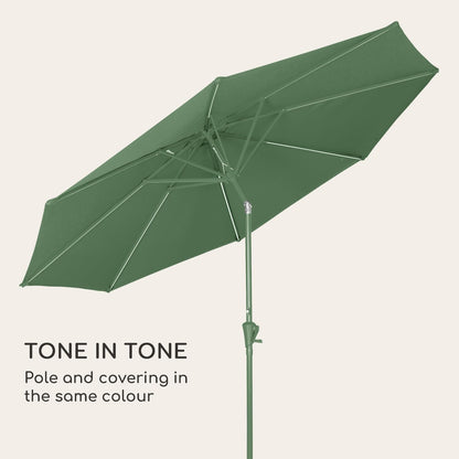 blumfeldt Calais Parasol, 300 x 265 cm, in hoogte verstelbare en opvouwbare tuinparasol, met ledverlichting op zonne-energie en uv-bescherming, waterdichte zonwering voor balkon, terras en tuinscherm