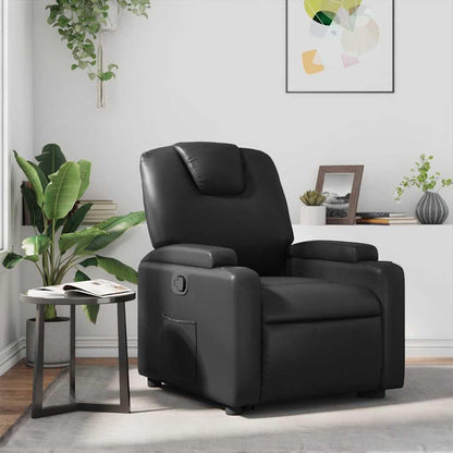 Verstelbare Fauteuil – Relaxstoel – Tv-stoel – Ligstoel – Armstoel – Zwart Kunstleer – Verstelbaar Tot 135 Graden – Inclusief Bekerhouders