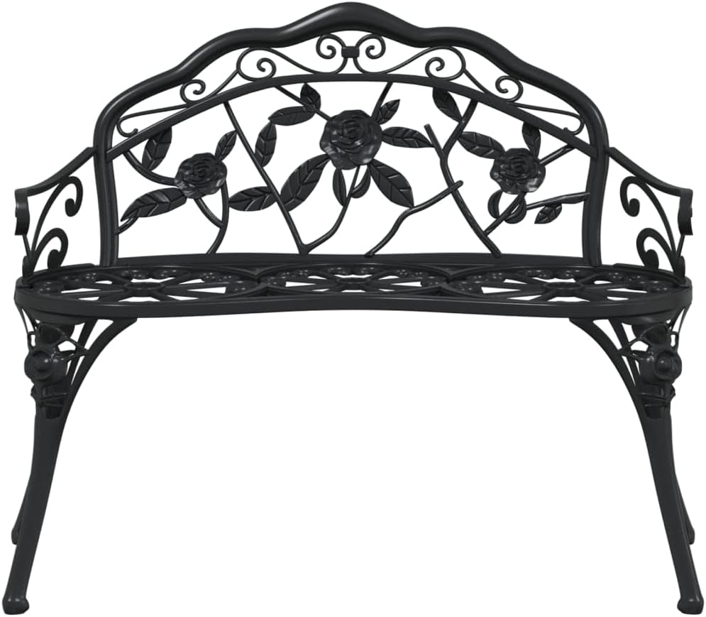 Garden bench 100 cm cast aluminum black - QUORE