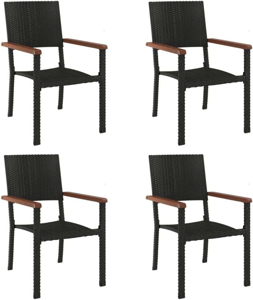 vidaXL 5-delige Tuinset poly rattan zwart - QUORE