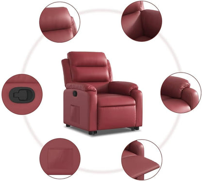 Relaxfauteuil – Sta-Op Stoel – TV Fauteuil – Verstelbare Relaxstoel – Ligstoel – Elektrische Opsta-Ondersteuning – Kunstleren Bekleding Wijnrood