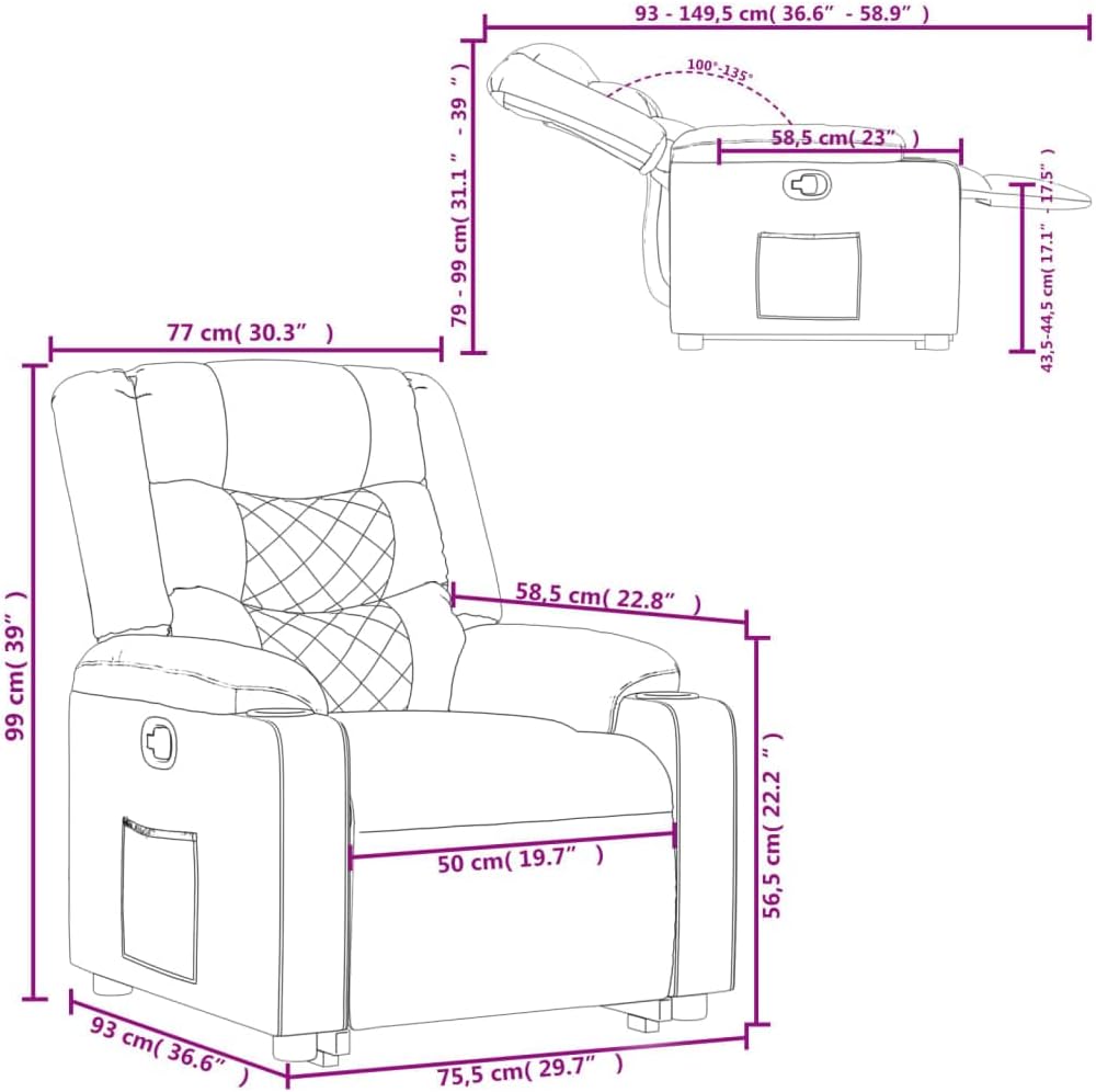 vidaXL Stand up armchair adjustable leatherette brown