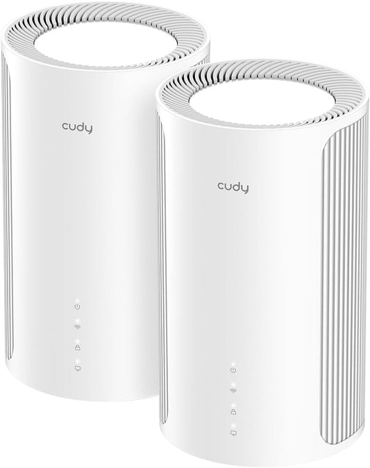 Cudy Tri-Band WiFi 7 BE11000 Hele Home Mesh-systeem, 6-Stream 10 Gbps, 4 × 2.5G-poorten, MU-MIMO, Multi-VPN, Cudy APP, Smart Interne Antennes, M11000 2-Pack