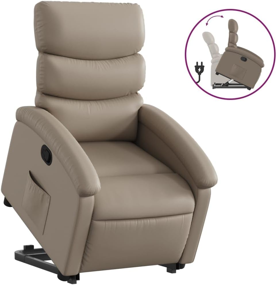 Cappuccino 3204046 fauteuil, met rugleuning, van kunstleer, meubelstuk voor woonkamer, fauteuil, relaxstoel, stoel voor slaapkamer - QUORE