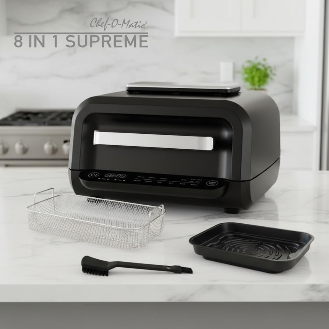 STARLYF 8-in-1 grilloven, grill, strijkijzer en luchtfriteuse, gezonde keuken, luchtcirculatietechnologie, digitaal paneel, multifunctioneel, temperatuurregeling, automatische uitschakeling (1700 W)