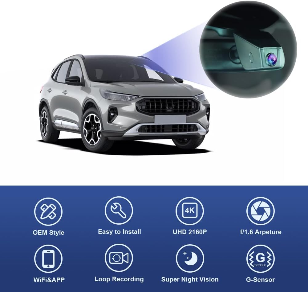 Dashcam – Autocamera – Boordcamera – Rijregistratiecamera – Inbouwmodel Voor Regensensor – 4K UHD 3840x2160@30fps – WiFi & App Met G-Sensor En 64GB Geheugenkaart