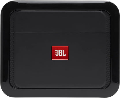 JBL Club A600 Mono Subwoofer Auto Versterker met 350W RMS op 4Ω, 600W RMS op 2Ω, Class D techniek, 10–320Hz bereik, variabele low-pass filter, bassboost en faseschakelaar voor systeemafstemming