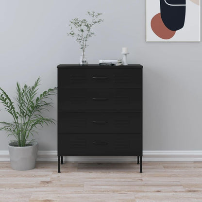 vidaXL Chest of drawers 80x35x101.6 cm steel black, chest of drawers, drawer cabinet, side cupboards, drawer cabinets, side cabinets, cupboards, cupboards, cupboards, cupboards