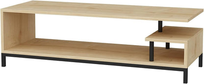 Hanah Home Industriële tv-standaard, zwart & oak, 120 x 44,6 x 37,6 cm, 100% melamine gecoat, deeltjesbord, 18 mm dik, stijlvol en duurzaam, voor moderne woonruimtes
