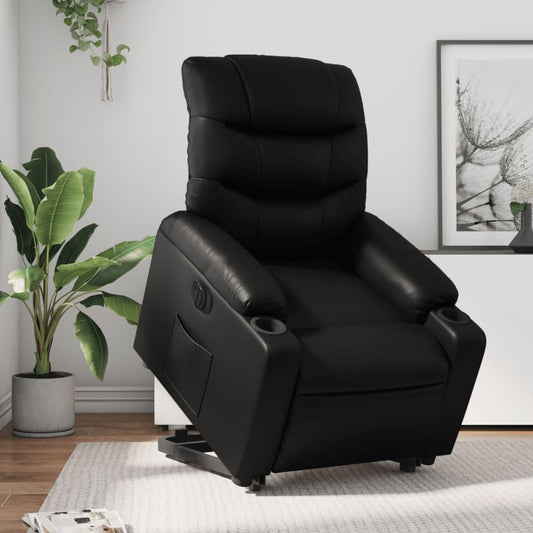 Relaxstoel met Opstahulp – Elektrische Relaxstoel – Tv-stoel – Ligstoel – Relaxfauteuil – Verstelbare Ligfunctie 135° – Zwart Kunstleer