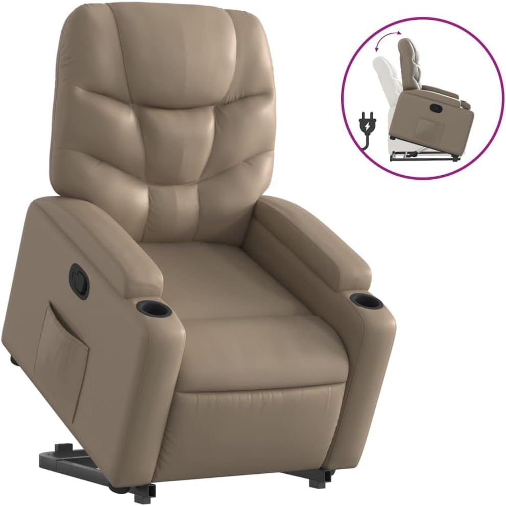 Cappuccino 3204664 fauteuil, met rugleuning en rugleuning, van kunstleer, meubelstuk voor woonkamer, fauteuil, relaxstoel, stoel voor slaapkamer - QUORE