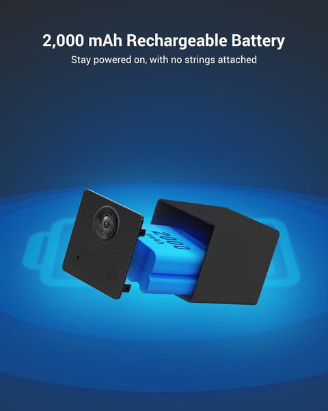 Beveiligingscamera Binnen - WiFi-bewakingscamera - Draadloze IP-camera - met 2000 mAh Batterij - PIR-Persoonsherkenning, IR-Nachtzicht - 2-weg Audio - Ondersteunt SD-kaart tot 512 GB - Zwart