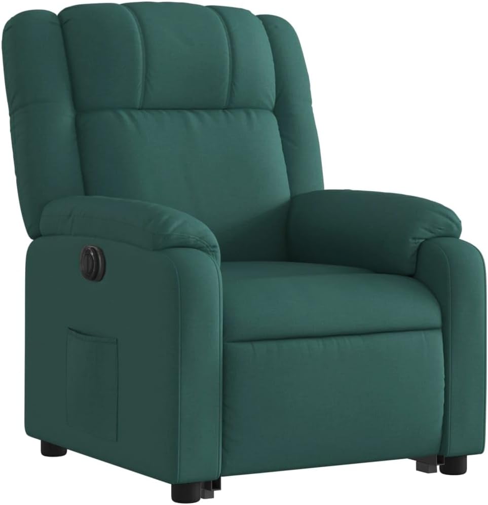 Relaxstoel Met Opstahulp – Elektrische Relaxstoel – TV-Stoel – Ligstoel – Relaxfauteuil – Elektrisch Kantelsysteem – Donkergroene Stof – Automatische Ligfunctie tot 135 Graden
