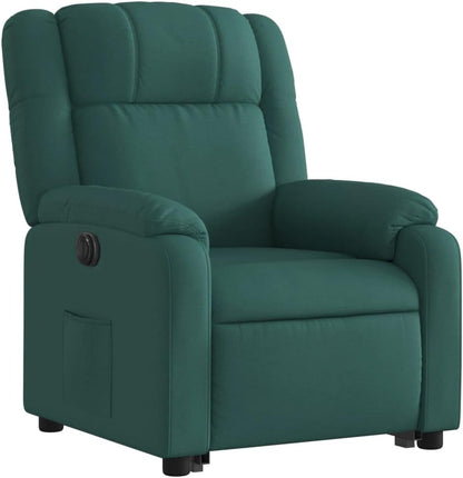 Relaxstoel Met Opstahulp – Elektrische Relaxstoel – TV-Stoel – Ligstoel – Relaxfauteuil – Elektrisch Kantelsysteem – Donkergroene Stof – Automatische Ligfunctie tot 135 Graden