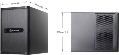 SilverStone 71062 SST-DS380 - Case Storage Mini-ITX computerbehuizing met voordeur, 8x 3,5" HDD hot-swap sleuven, zwart