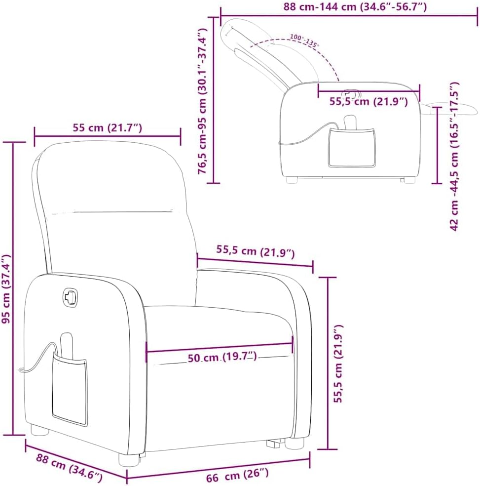 Sta Op Stoel – Sta-Op Fauteuil – Liftstoel – Relaxstoel – Verstelbare Zetel – Elektrische Liftfunctie – 6-Punts Massage – Donkergroen Stof