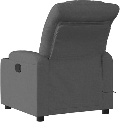 Elektrische Relaxstoel – Fauteuil – Massagestoel – Ligstoel – Wellnessstoel – 6-Punts Trillingsmassage – Stabiel Hout-Metaal Frame – Donkergrijze Stof – Groot Zitvlak – USB Bediening