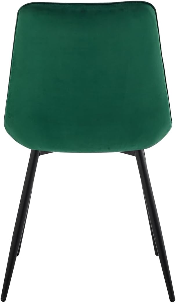 GrandCA HOME Eetkamerstoelen, set van 4, keukenstoel, fluwelen eetkamerstoel, fluwelen kussens en metalen poten, geschikt voor woonkamer/eetkamer/keuken/slaapkamer/kantoor (donkergroen, 4)