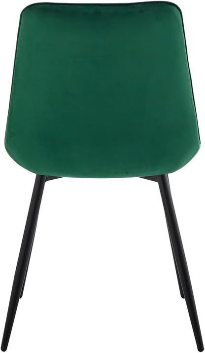 GrandCA HOME Eetkamerstoelen, set van 4, keukenstoel, fluwelen eetkamerstoel, fluwelen kussens en metalen poten, geschikt voor woonkamer/eetkamer/keuken/slaapkamer/kantoor (donkergroen, 4)