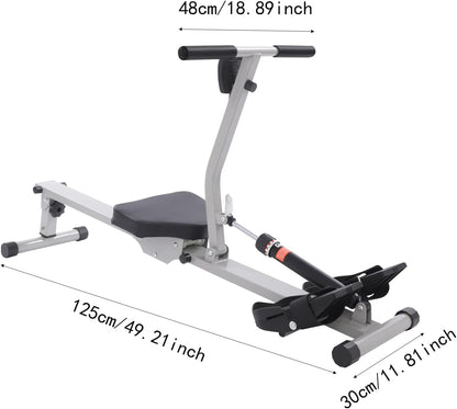 Fitness Rower with LCD Display, Rower with 12 Adjustable Hydraulic Resistors, Fitness Equipment for Full Body Training - QUORE