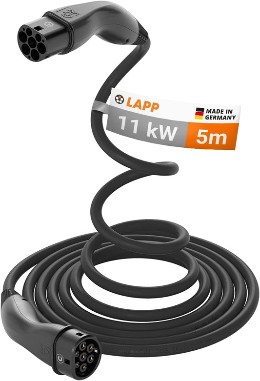Lapp Mobility Helix type 2 oplaadkabel 11 kW/zelfoprollend / 20 A / 3-fasig/E-auto oplaadkabel/mode 3/5 m