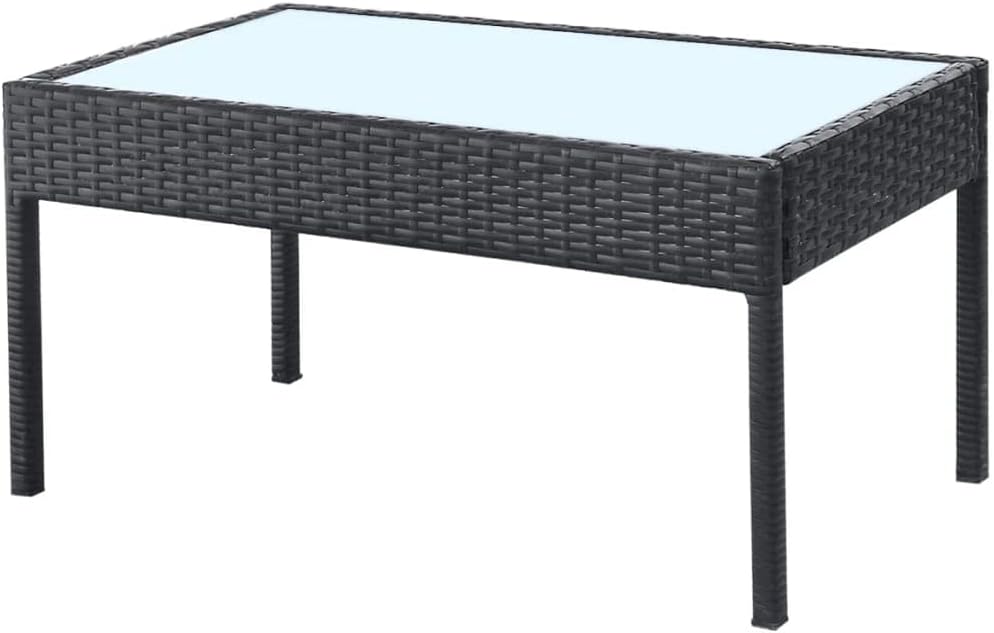 Lounge tuinmeubelset balkon meubelset tuinlounge set 4-dlg. tuin-loungeset met kussens polyrotan zwart - QUORE