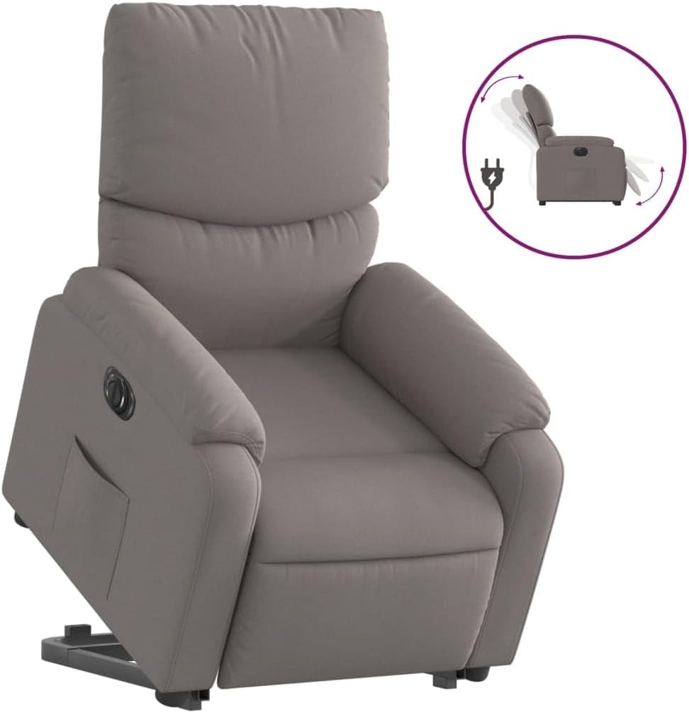 Relaxstoel Met Opstahulp – Elektrische Relaxstoel – Ligstoel – Tv-Stoel – Enkelvoudige Relaxstoel – Elektrisch Kantelsysteem – Taupe Stof – Maximaal 135 Graden Verstelbaar