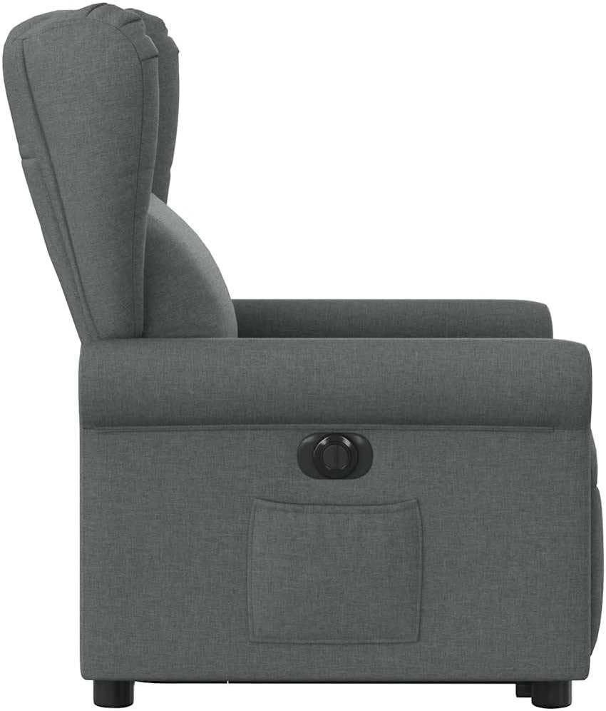 Relaxfauteuil – Elektrische Relaxstoel – Sta-op Stoel – TV Stoel – Draaifauteuil – Elektrische Verstelbare Rugleuning – Sta-op Hulp – Donkergrijze Stoffen Bekleding