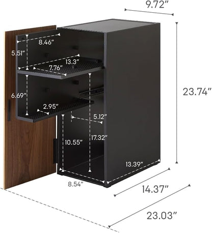 Yamazaki 2110 TOWER Game Console Organizer, black, Steel/Wood/Magnet/Silicone, 24.7 x 36.5 x 60.3 cm