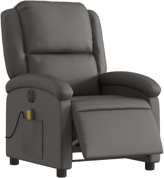 vidaXL Armchair adjustable electric genuine leather grey, massage chair, recliner chair, recliner chair, recliner chair, recliner chair, recliner chair, sleeping chair