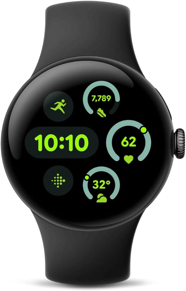 Google Pixel Watch 3 (41 mm) – Android-smartwatch met hartslagmeting, geavanceerd hardlopen vanaf Fitbit, fitness-inzichten, 24-uurs batterij – matzwarte aluminium behuizing – obsidiaanband – wifi