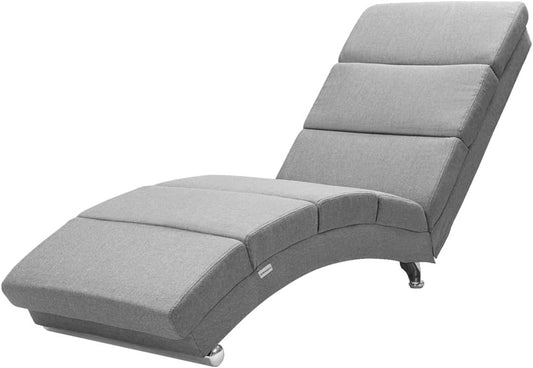 Casaria® Relax Chair XXL London 186 x 89 x 55 cm Ergonomic Fabric Lined 180 kg Load Capacity Living Room Office Indoor Chaise Longue Relax Chair Reclining Chair Grey - QUORE