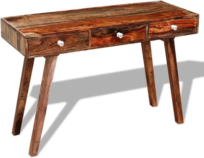 vidaXL Wall table with 3 drawers 76 cm solid sheesham wood