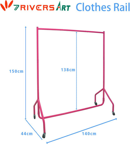 Kledingkledingrek, 167 cm, metalen kledingstang met onderste rek, voor jassen, rokken, shirts, truien, belastbaar tot 80 kg, roze
