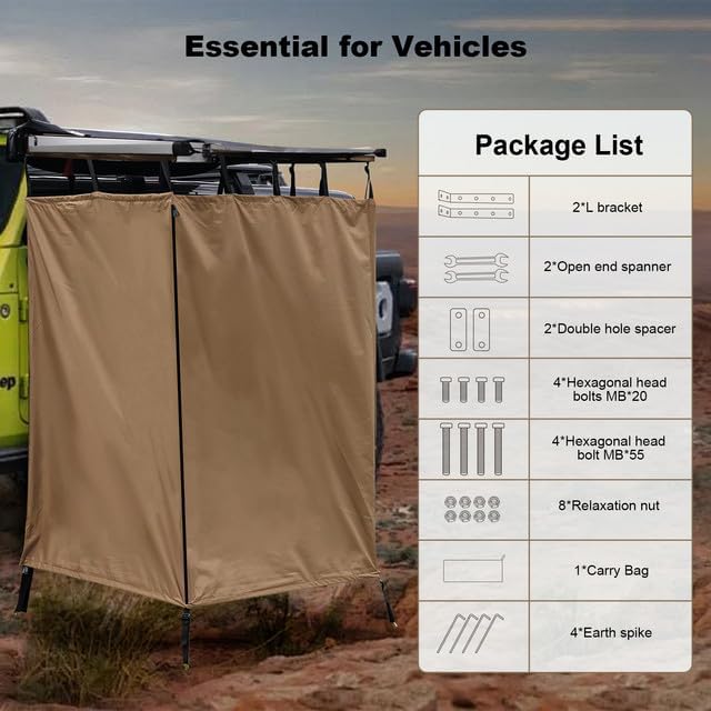 Douchetent camping voor auto, pop-up zijtent voor dakdragers, Oxford waterdichte omkleedtent en toilettent, offroad-accessoires
